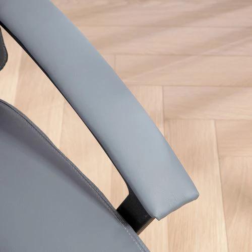 HOMCOM Faux Leather Home Office Chair Mid Back Desk Chair with Arms Light Grey by HOMCOM