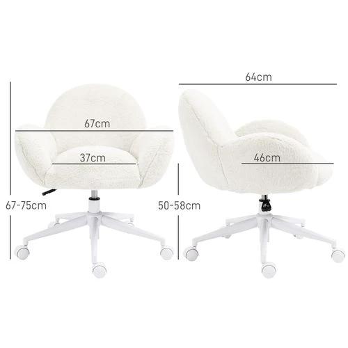 HOMCOM HOMCOM Fluffy Leisure Chair Office Chair with Backrest Wheels Cream White - Office Chair