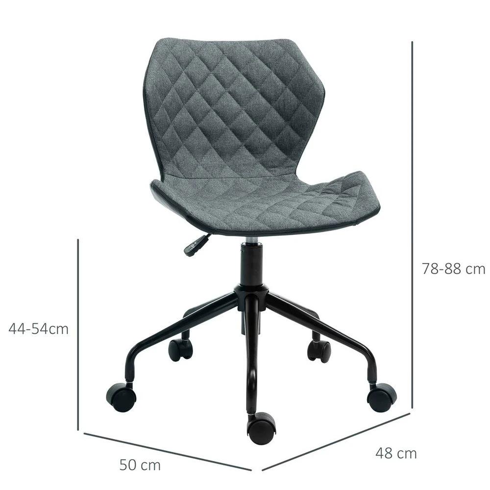 HOMCOM Home Office Swivel Desk Chair Nylon Wheels Adjustable Height Linen Grey - Office Chair