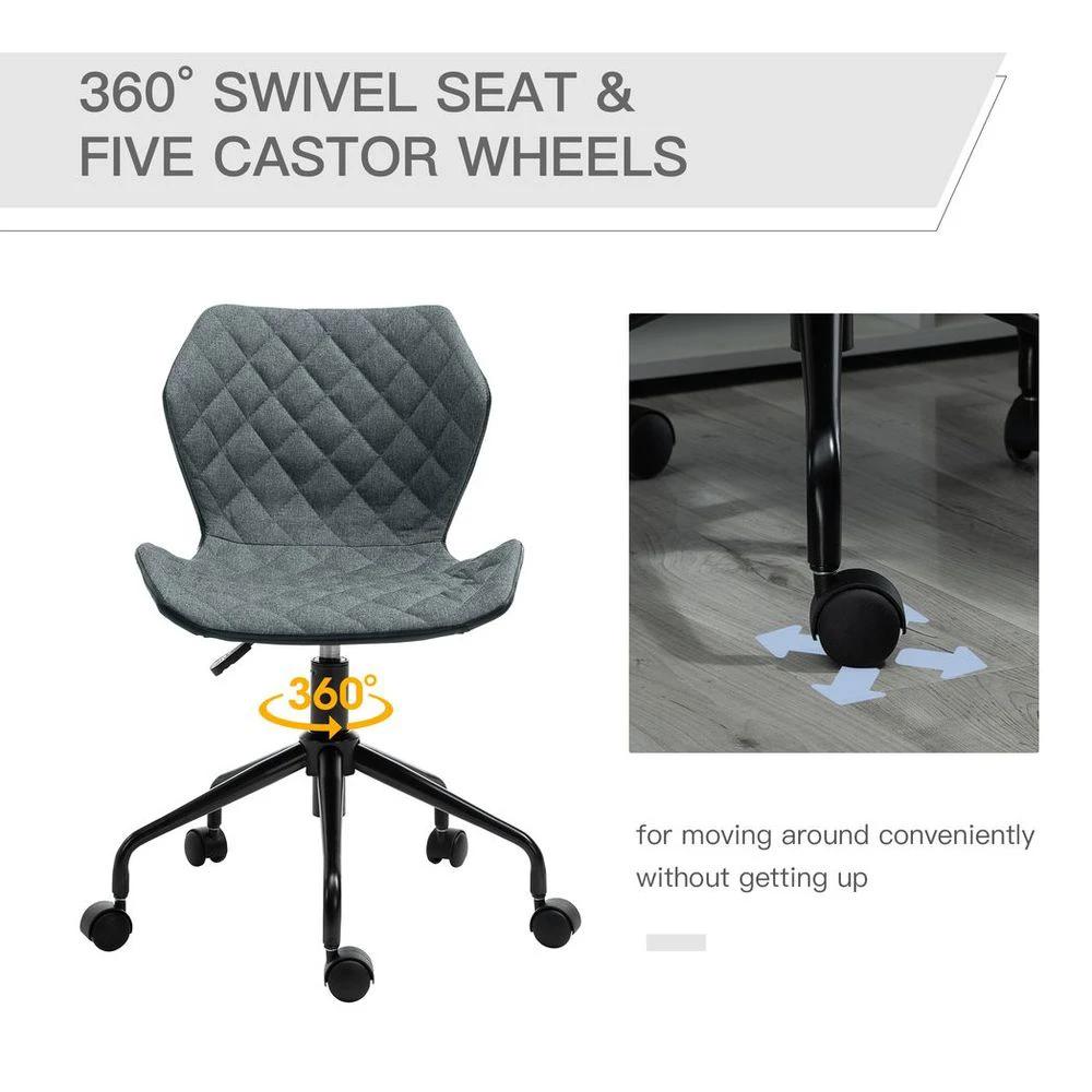 HOMCOM Home Office Swivel Desk Chair Nylon Wheels Adjustable Height Linen Grey - Office Chair