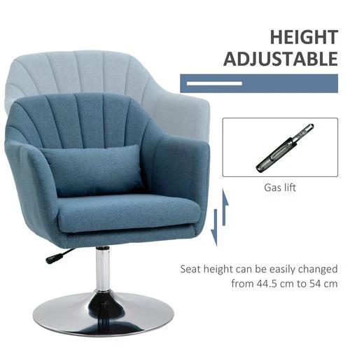 HOMCOM Stylish Retro Linen Swivel Tub Chair Steel Frame Cushion Seat Blue by HOMCOM