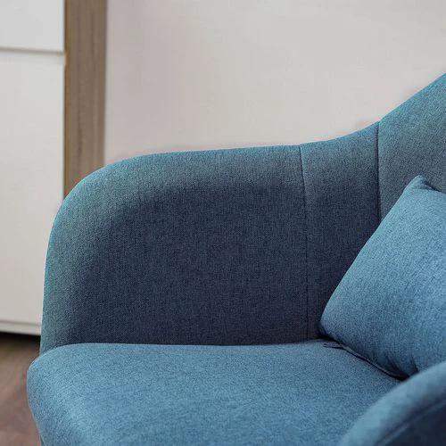 HOMCOM Stylish Retro Linen Swivel Tub Chair Steel Frame Cushion Seat Blue by HOMCOM
