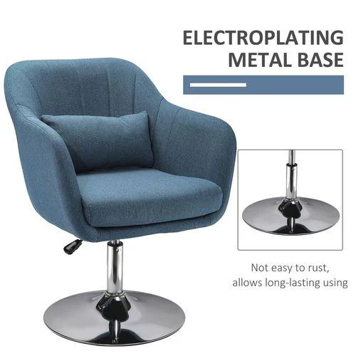 HOMCOM Stylish Retro Linen Swivel Tub Chair Steel Frame Cushion Seat Blue by HOMCOM