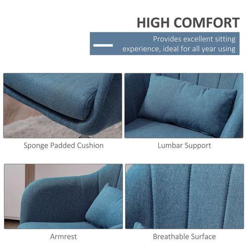 HOMCOM Stylish Retro Linen Swivel Tub Chair Steel Frame Cushion Seat Blue by HOMCOM