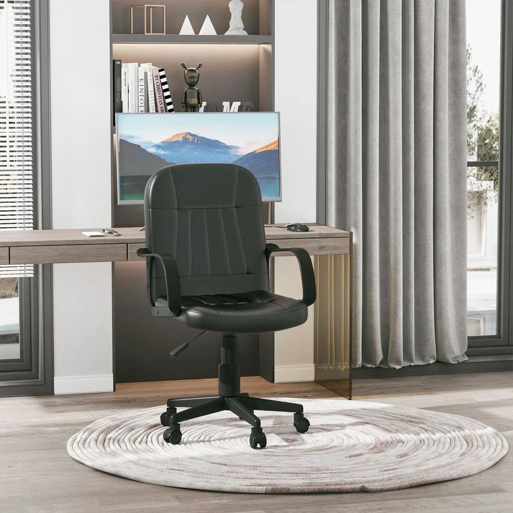 HOMCOM Swivel Executive Office Chair PU Leather Computer Desk Chair Office Furniture Gaming Seater - Black by HOMCOM