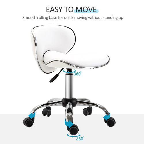 HOMCOM Office Chair Beauty Salon Rolling Technician Stool Chair Low Back White HOMCOM - Office Chair