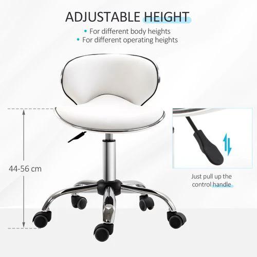 HOMCOM Office Chair Beauty Salon Rolling Technician Stool Chair Low Back White HOMCOM - Office Chair
