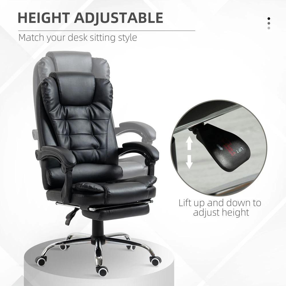 HOMCOM PU Leather Home Office Chair High Back Computer Chair with Swivel Wheels Black - Office Chair