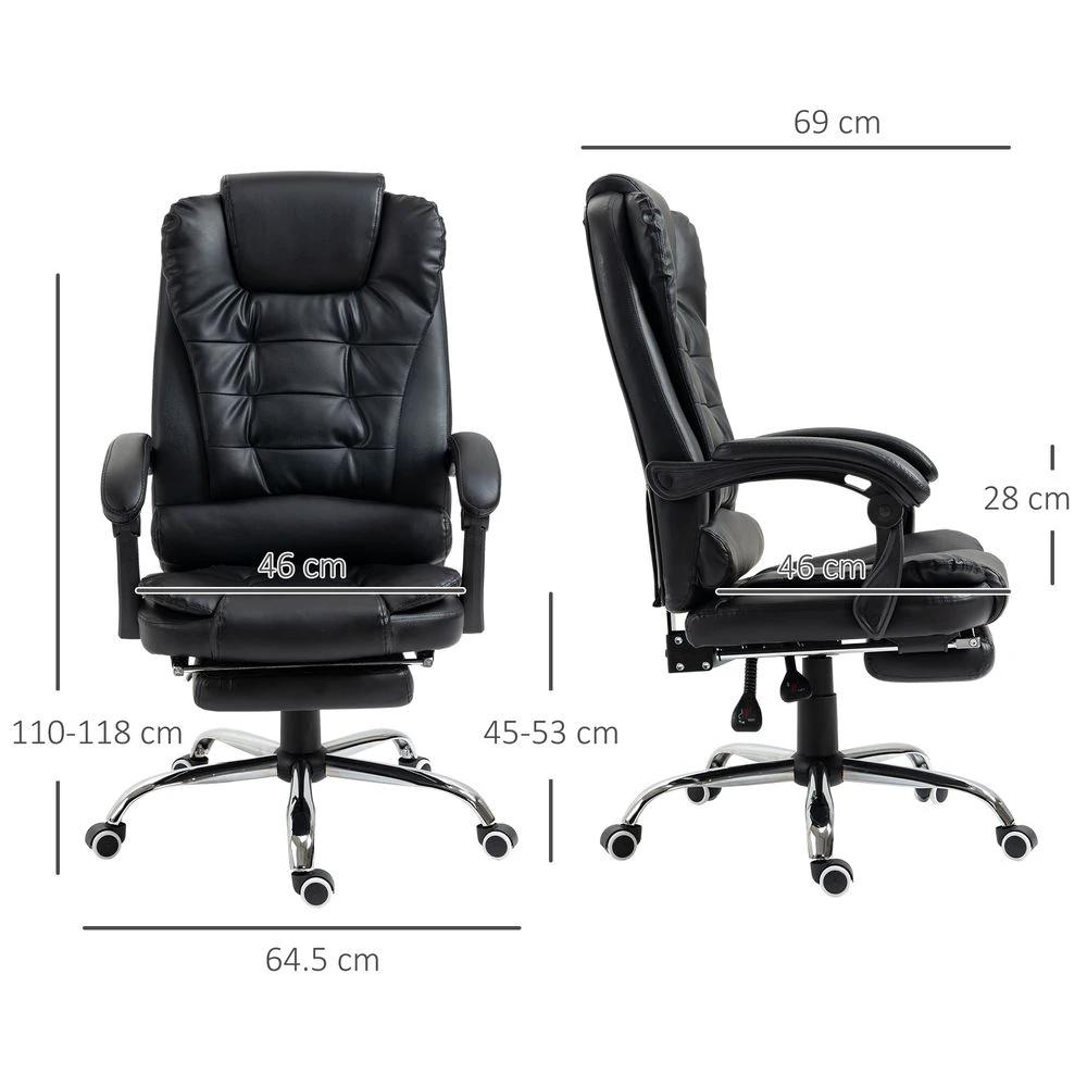 HOMCOM PU Leather Home Office Chair High Back Computer Chair with Swivel Wheels Black - Office Chair