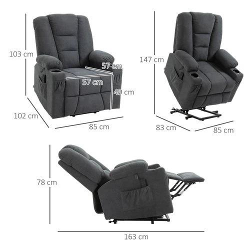 Riser and Recliner Chair w/ Remote, Lift Chair for the Elderly, Grey by HOMCOM