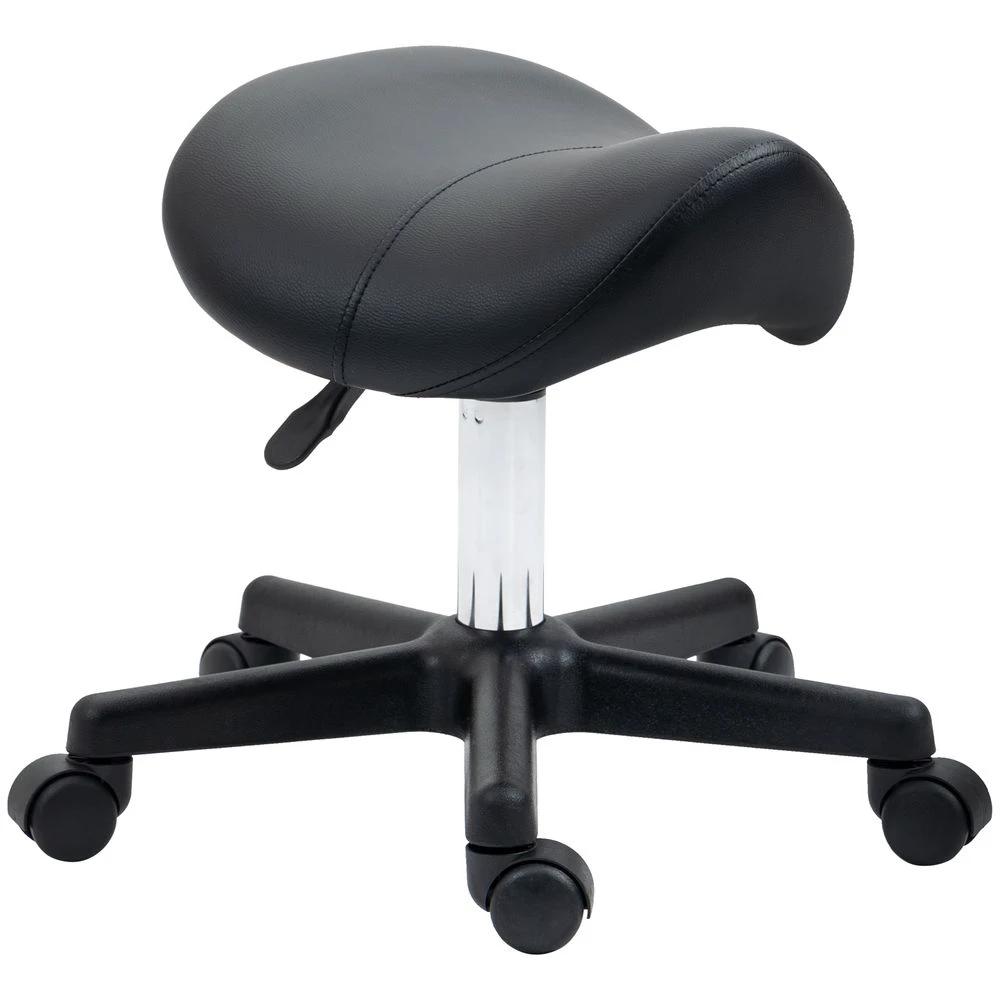 Saddle Stool PU Leather Adjustable Rolling Salon Chair Steel Frame for Massage by HOMCOM