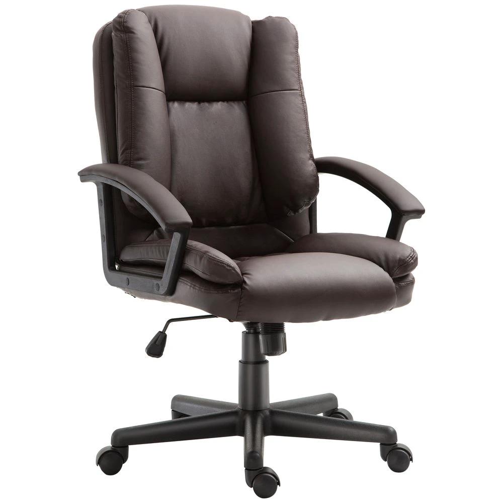 HOMCOM Swivel Executive Office Chair Mid Back PU Leather Chair w/ Arm, Brown HOMCOM - Office Chair