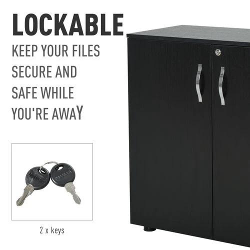 HOMCOM 2-Tier Locking Office Storage Cabinet File Organisation w/ 2 Keys Black HOMCOM - Office Storage