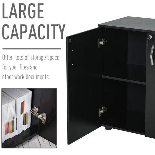 HOMCOM 2-Tier Locking Office Storage Cabinet File Organisation w/ 2 Keys Black HOMCOM - Office Storage