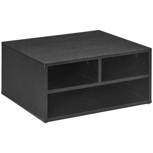 HOMCOM HOMCOM Desktop Printer Stand with 3 Open Compartments, Desk Organiser, Black - Office Storage
