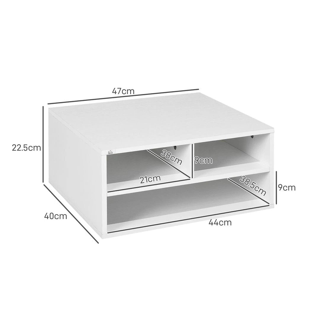 HOMCOM HOMCOM Desktop Printer Stand with 3 Open Compartments, Desk Organiser, Black - Office Storage