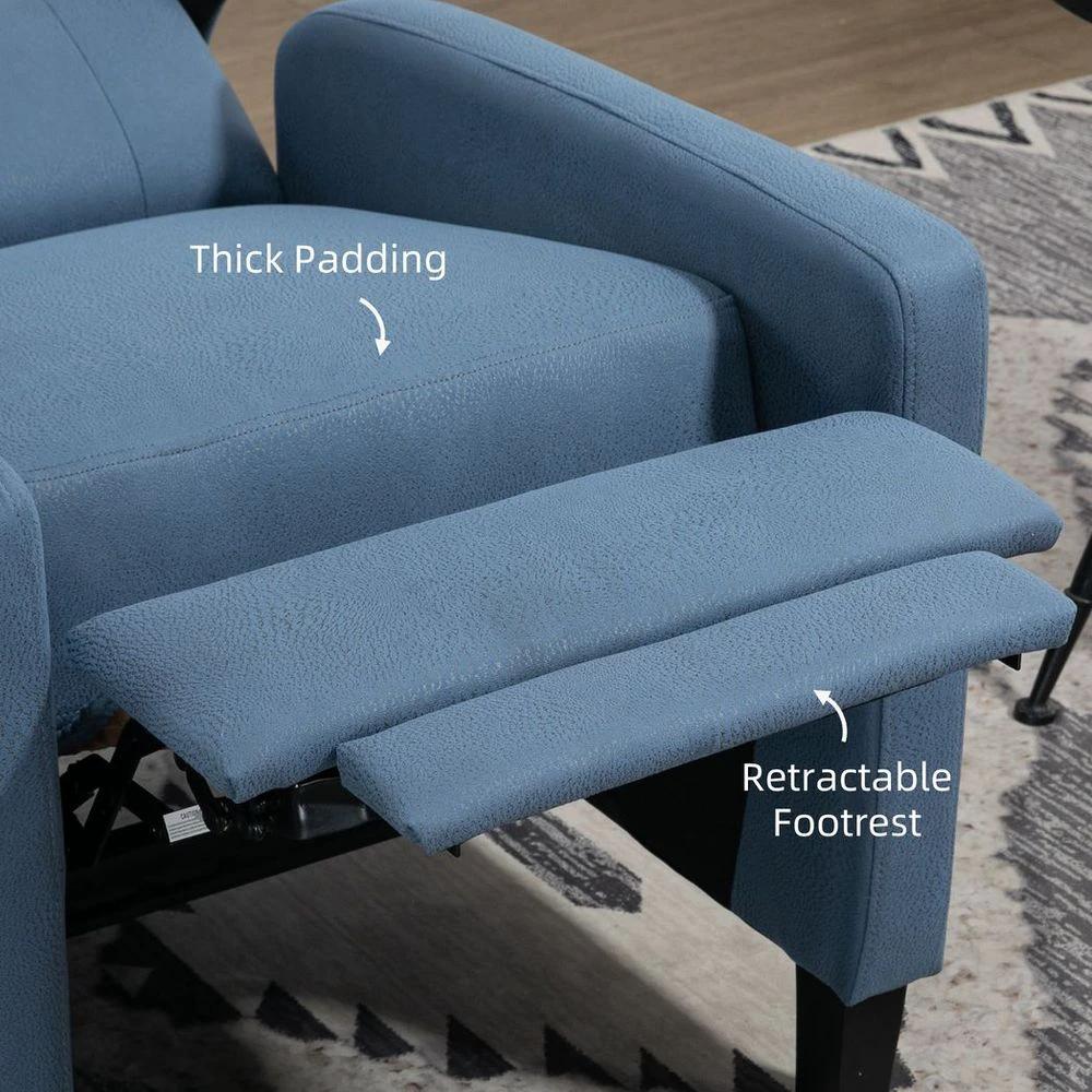 Button Tufted Microfibre Cloth Recliner Armchair for Living Room, Blue by HOMCOM