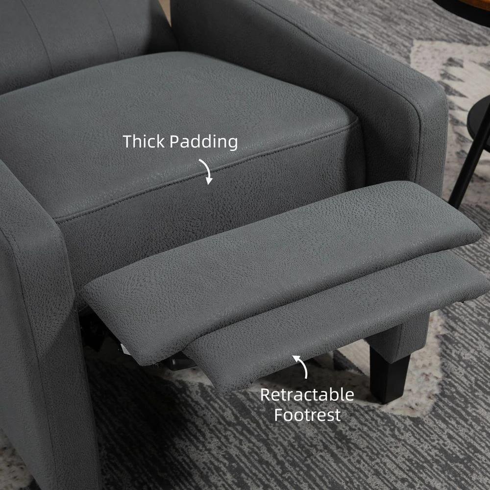 Button Tufted Microfibre Cloth Recliner Armchair for Living Room, Grey by HOMCOM