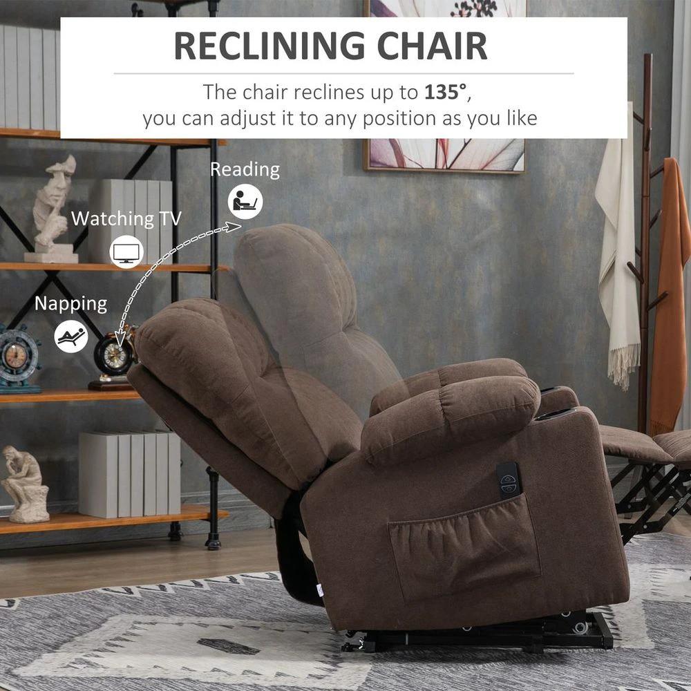 Heavy Duty Riser and Recliner Chair Lift Chair for the Elderly, Brown by HOMCOM
