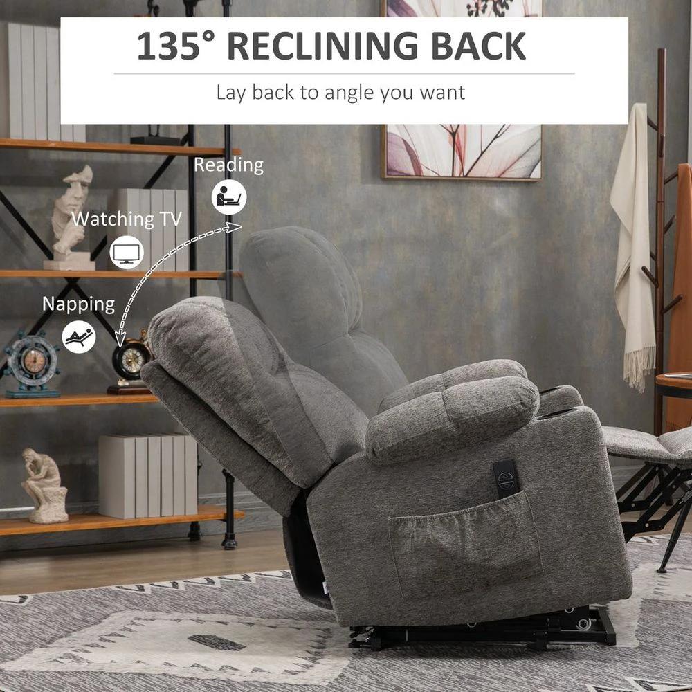 Heavy Duty Riser and Recliner Chair Lift Chair for the Elderly, Grey by HOMCOM