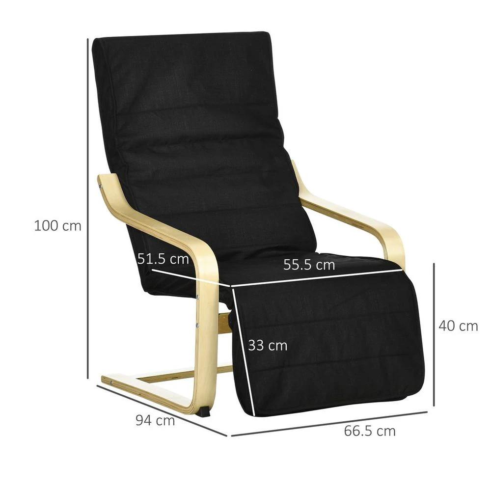 Lounge Chair Recliner Adjustable Footrest Home Black by HOMCOM