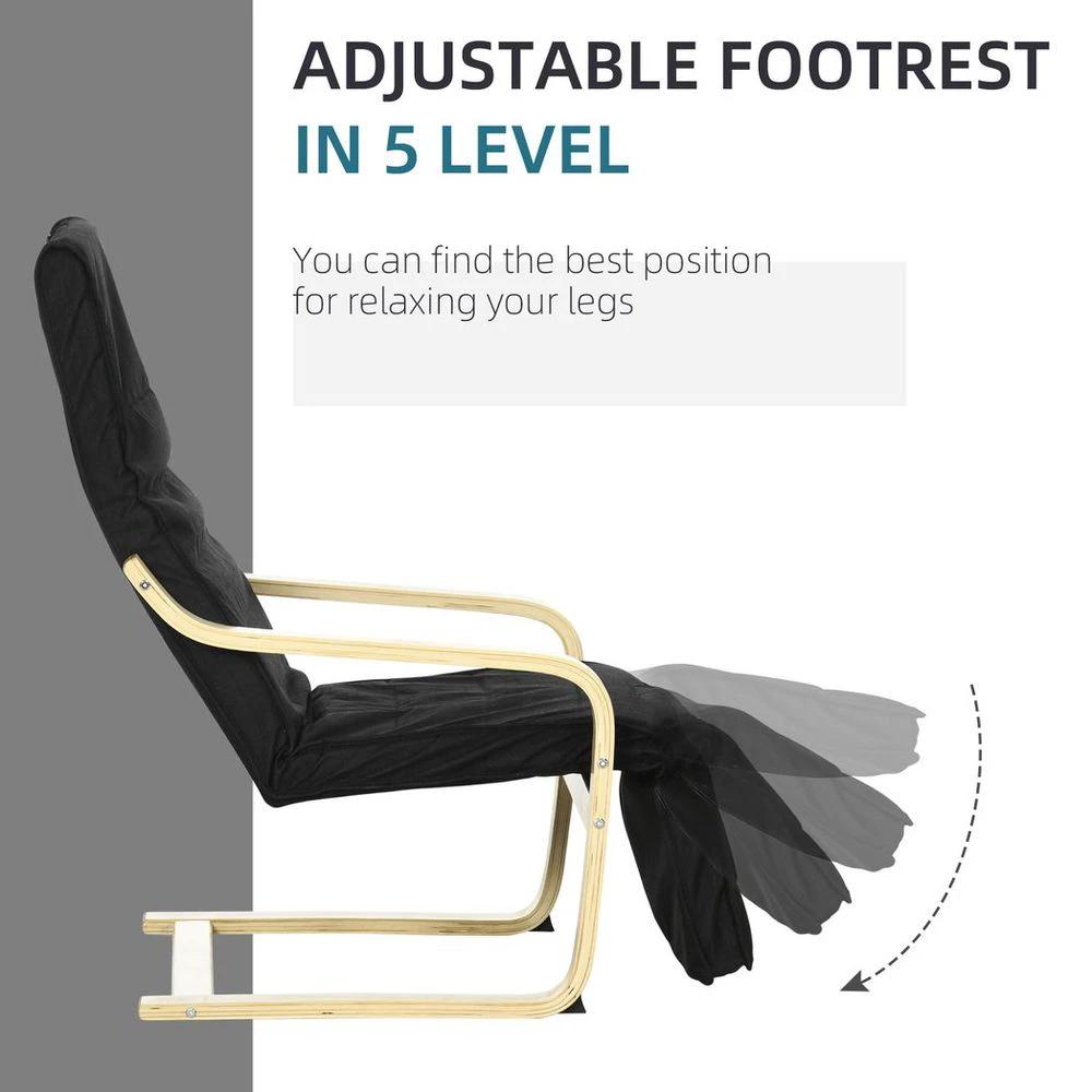Lounge Chair Recliner Adjustable Footrest Home Black by HOMCOM