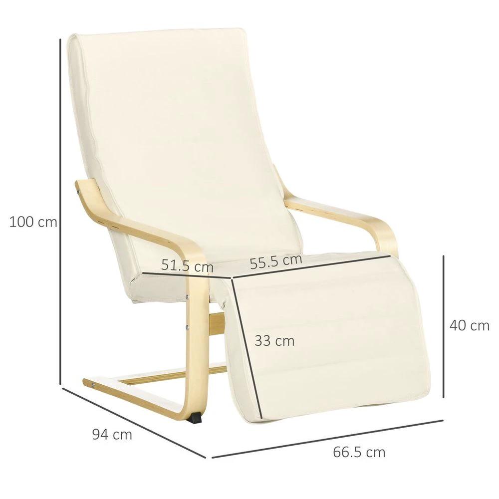 Lounge Chair Recliner Adjustable Footrest Home Cream White by HOMCOM