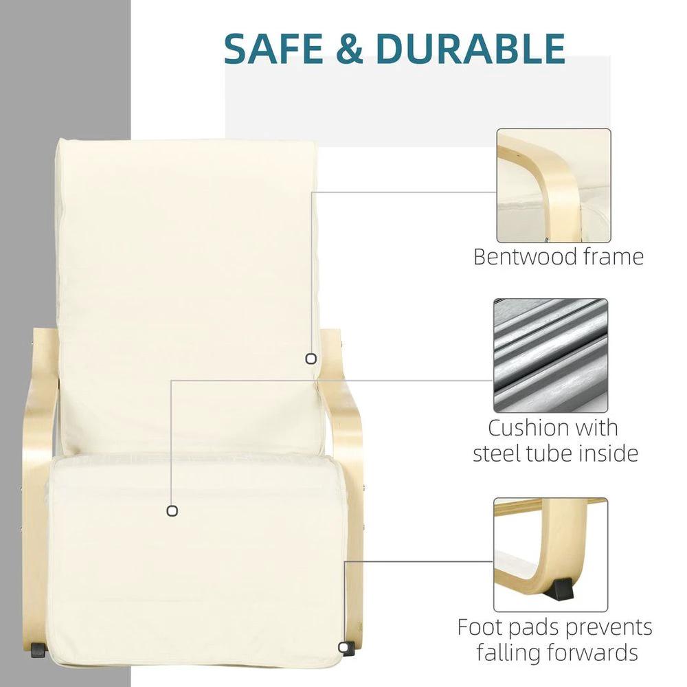 Lounge Chair Recliner Adjustable Footrest Home Cream White by HOMCOM