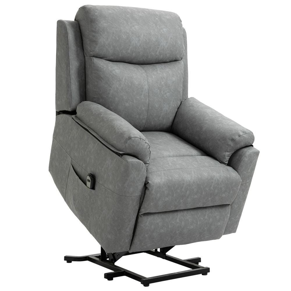 Power Lift Chair Electric Riser Recliner with Remote Control, Grey by HOMCOM