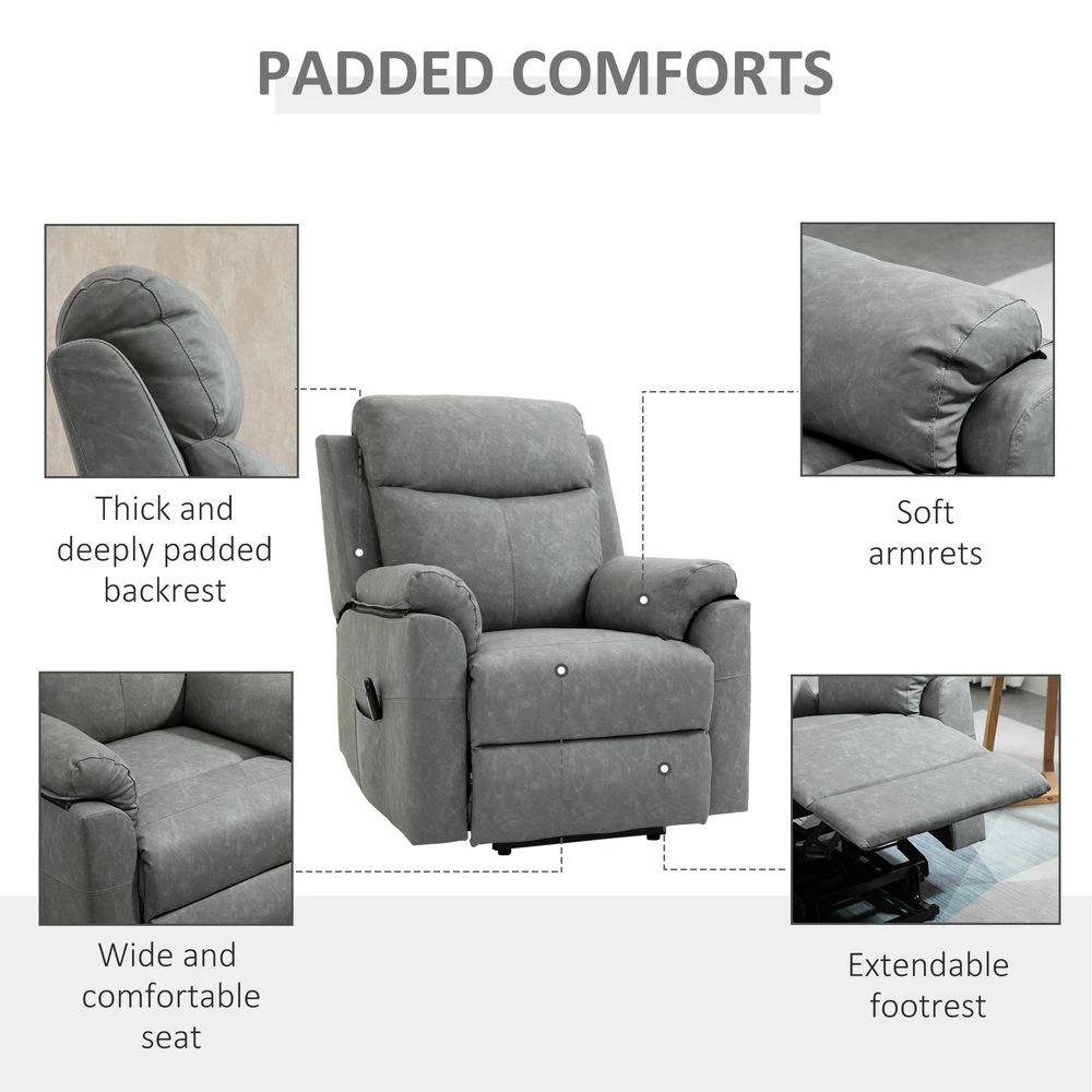 Power Lift Chair Electric Riser Recliner with Remote Control, Grey by HOMCOM