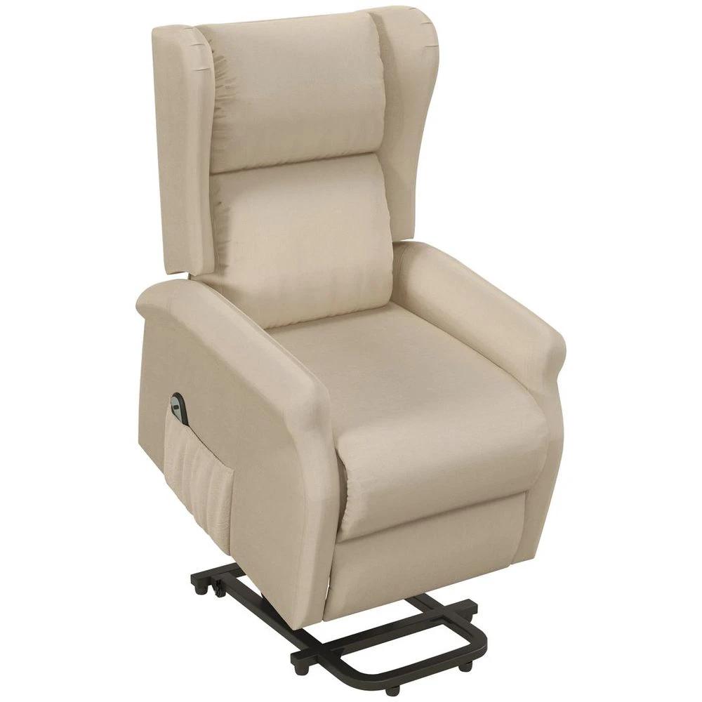 Power Lift Chair for the Elderly Fabric Recliner Armchair w/ Remote Beige by HOMCOM