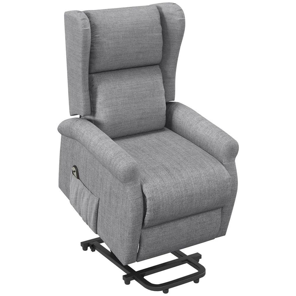 Power Lift Chair for the Elderly Fabric Recliner Armchair w/ Remote Grey by HOMCOM
