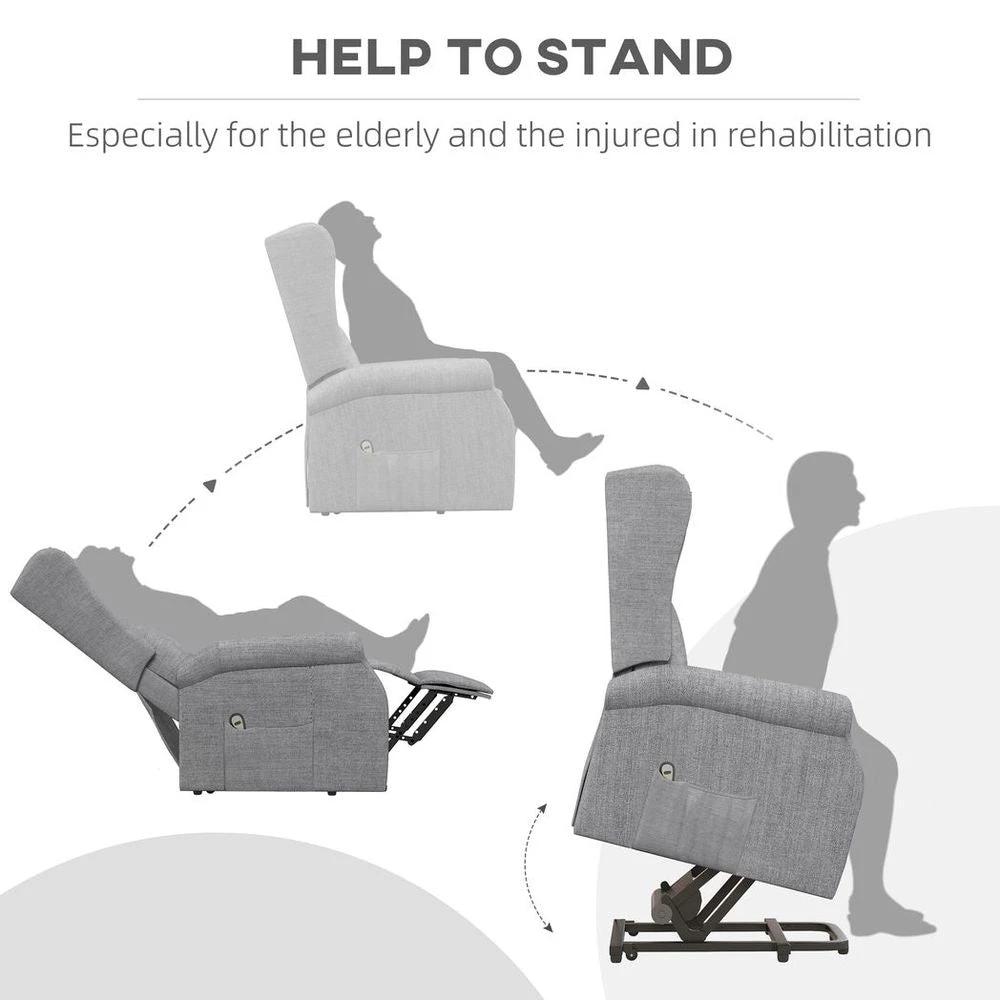 Power Lift Chair for the Elderly Fabric Recliner Armchair w/ Remote Grey by HOMCOM