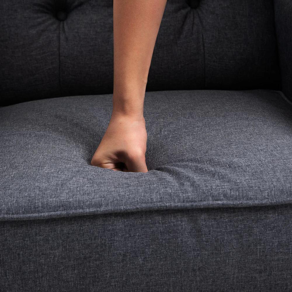 Recliner Armchair for Living Room Fabric Reclining Chair w/ Footrest Dark Grey by HOMCOM