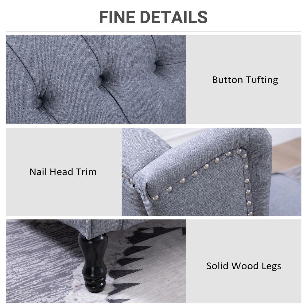 Recliner Armchair for Living Room Fabric Reclining Chair w/ Footrest Light Grey by HOMCOM