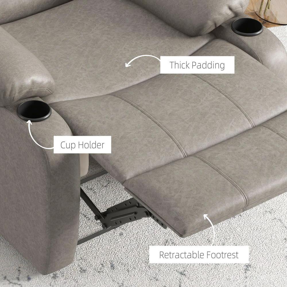 Recliner Armchair for Living Room, Recliner Chair with Cup Holder by HOMCOM