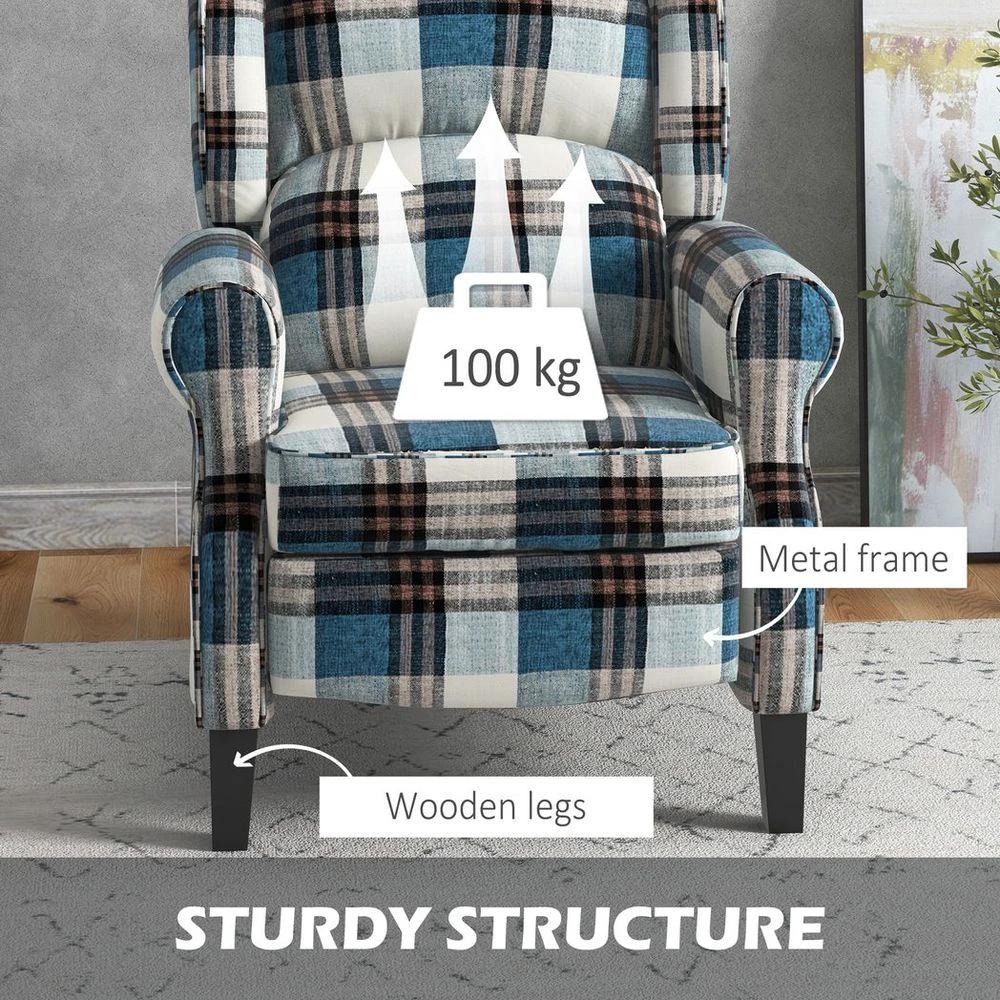 Recliner Chair for Living Room Wingback Chair with Padded Armrest Blue by HOMCOM