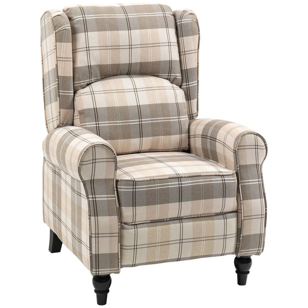 Recliner Chair for Living Room Wingback Chair with Padded Armrest Khaki by HOMCOM