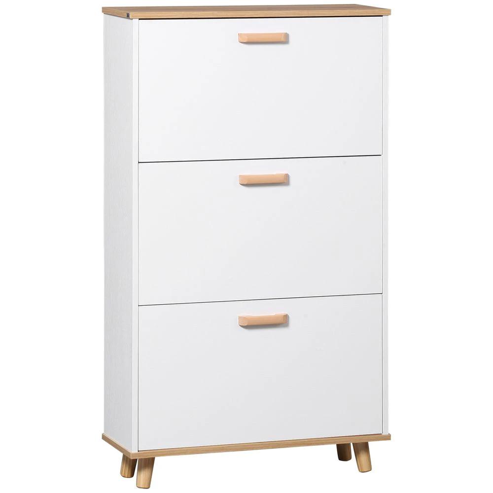 12 Pair Slim Shoe Storage Cabinet Homcomw/ 3 Flip Drawers for Entryway Hallway by HOMCOM