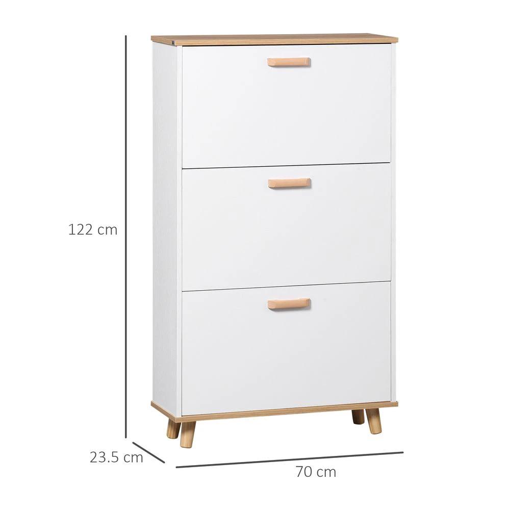 12 Pair Slim Shoe Storage Cabinet Homcomw/ 3 Flip Drawers for Entryway Hallway by HOMCOM