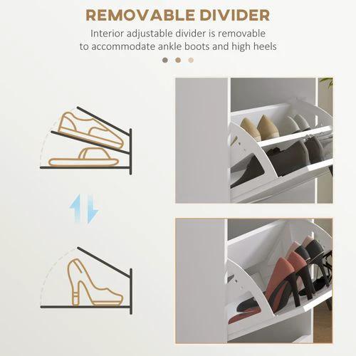 HOMCOM HOMCOM Slim Shoe Storage Cabinet with 3 Flip Drawers for Entryway, White - Shoe Storage