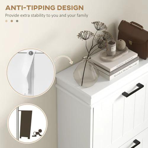 HOMCOM HOMCOM Slim Shoe Storage Cabinet with 3 Flip Drawers for Entryway, White - Shoe Storage