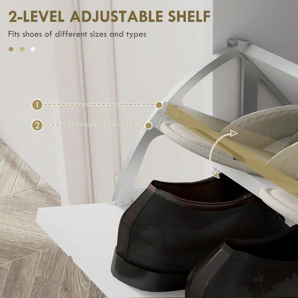 Narrow Shoe Storage Cabinet with 4 Flip Drawers for 16 Pairs of Shoes by HOMCOM
