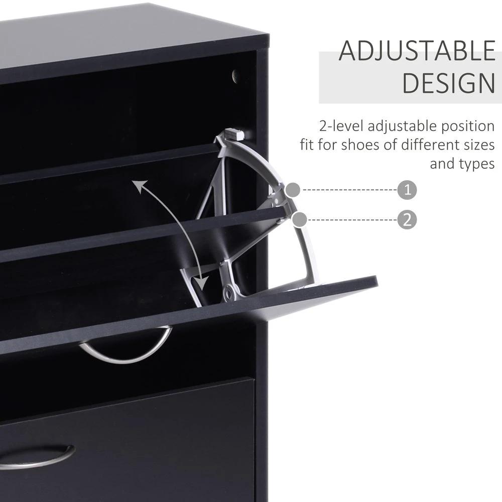 Shoe Cabinet Storage Cupboard 2-Tier Wood 12 Pairs Black by HOMCOM