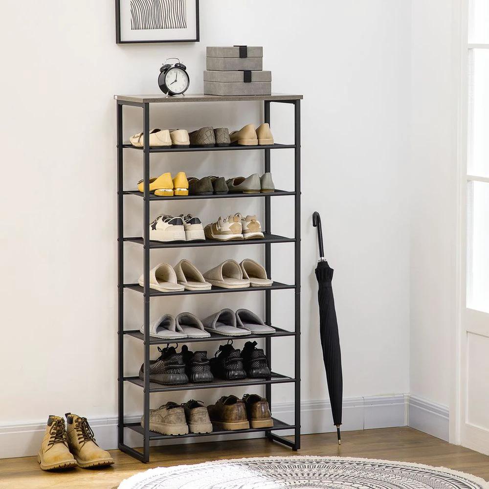 HOMCOM Shoe Rack, 8-tier Shoe Storage Shelf for 21-24 Pair Shoes for Entryway - Uncategorized Shoe Storage