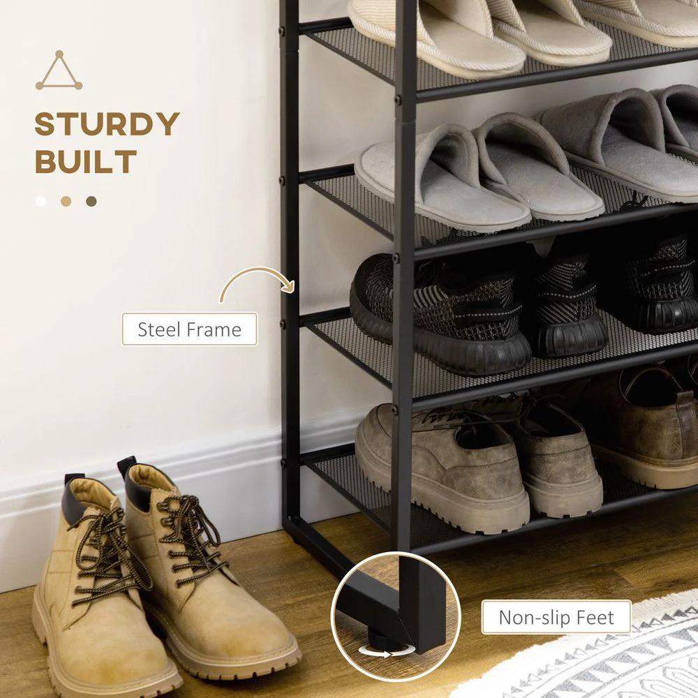 HOMCOM Shoe Rack, 8-tier Shoe Storage Shelf for 21-24 Pair Shoes for Entryway - Uncategorized Shoe Storage