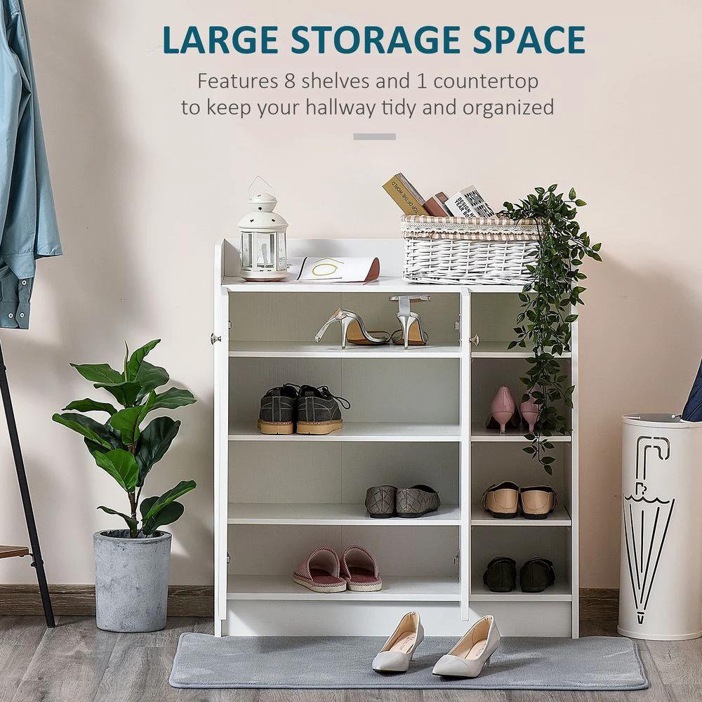 Shoe Storage Cabinet Home 2 Doors w/Adjustable 4 Shelves White by HOMCOM
