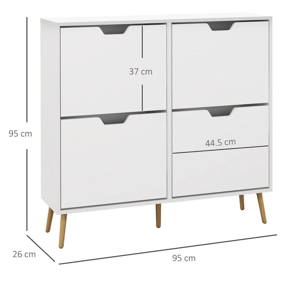 HOMCOM Shoe Storage Cabinet with 4 Flip Drawers for 16 Pairs of Shoes, White Homcom - Shoe Storage