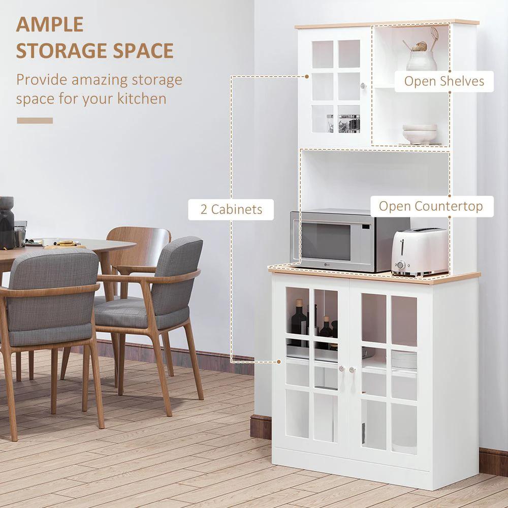183cm Sideboard Grid Glass Doors Shelves Kitchen Homcom 72" Solid w/Glass Door by HOMCOM