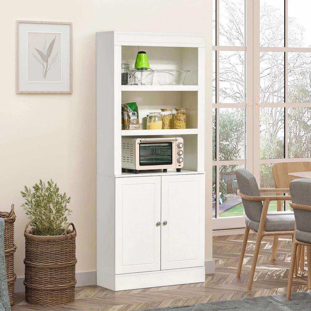 Kitchen Cupboard with 6-tier Shelving, Sideboard Double-door , White by HOMCOM